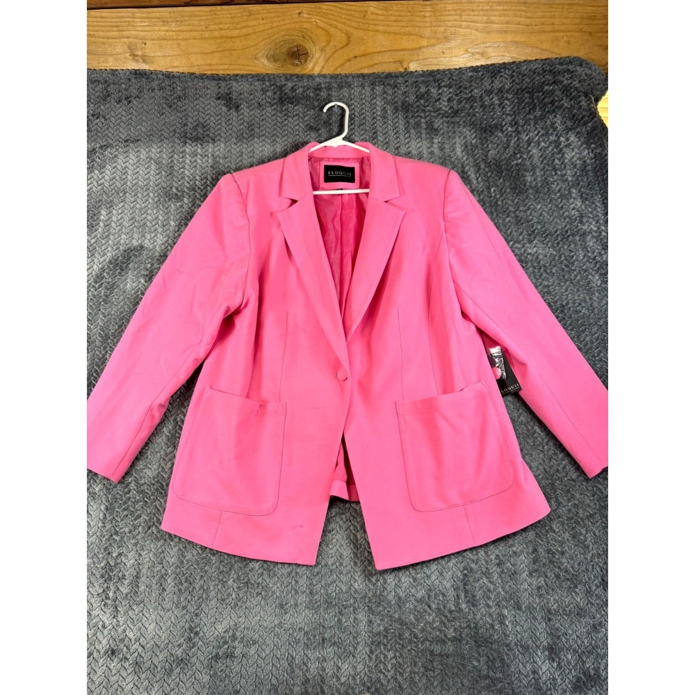 Eloquii Blazer Womens 20 Pink Stretch Formal Business Notch Lapel Jacket 142711